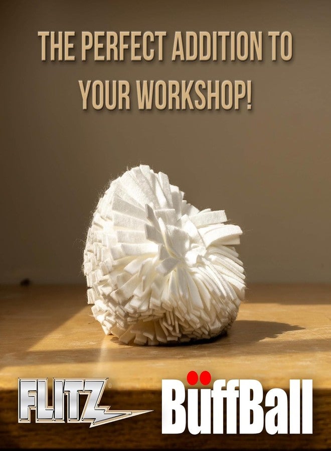 Flitz Buff Ball w/ 1.76oz Metal Polish Paste - 5in Drill Buffer Polisher Attachment for Any 3/8in Drill - Self-Cooling, Washable Polishing Ball to Buff, Shine, & Protect All Metals, Plastics (1 Pack) - Image 4